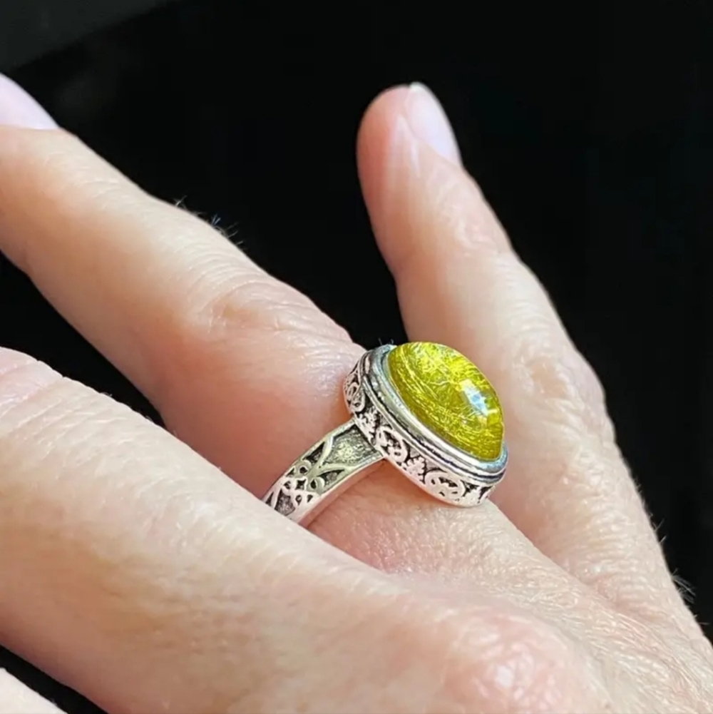 Imitate Threaded Agate Ring